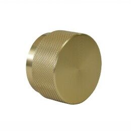 Knop rond ribbel H-30mm Messing geborsteld leverbaar in 2 maten