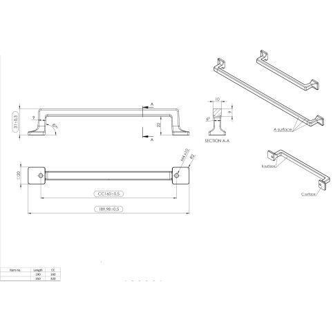 Greep Heritage Champagne160mm en 320mm