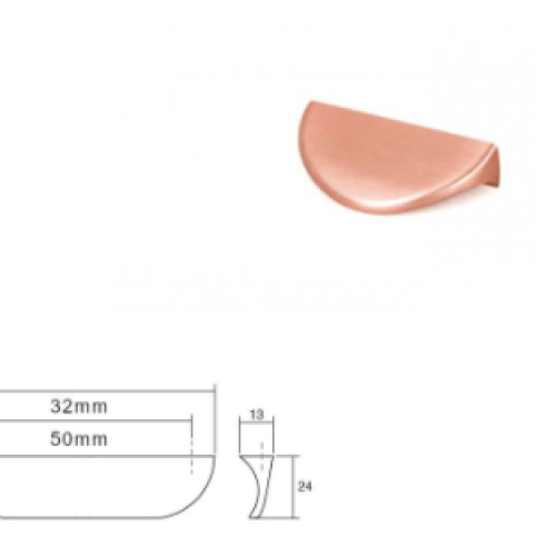 Ovale profiel greep Koper 32mm