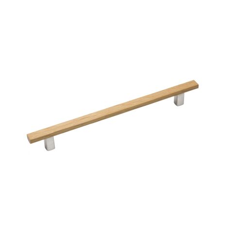 Relinggreep hout Licht eiken / RVS look 160mm