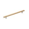 Relinggreep hout Licht eiken / RVS look 160mm